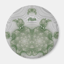 ALAN ~ Blanco y Verde ~ Imán de diseño asombroso