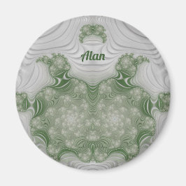 ALAN ~ Blanco y Verde ~ Imán de diseño asombroso