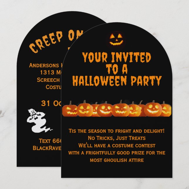 Alarma por invitación a la fiesta de Halloween (Anverso / Reverso)