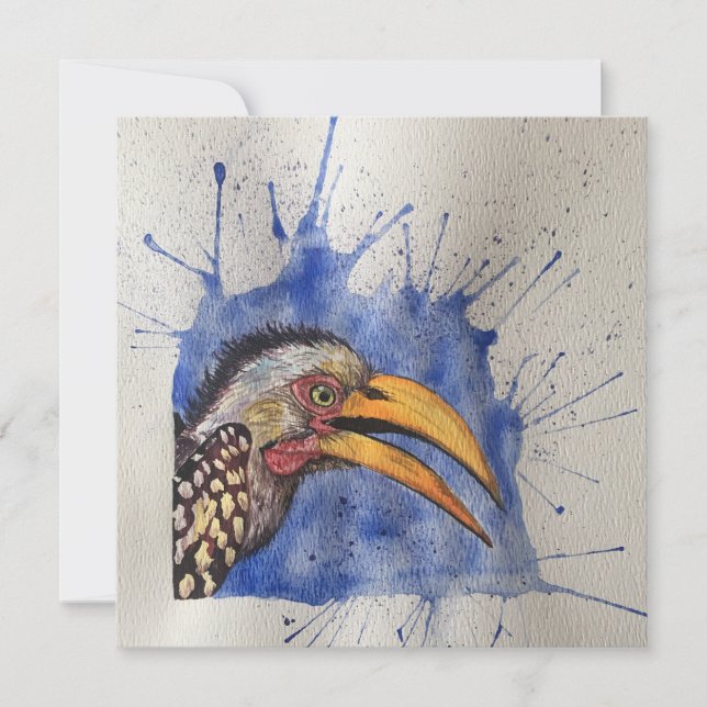 Alarmante notecard estilo postal de Hornbill (Anverso)