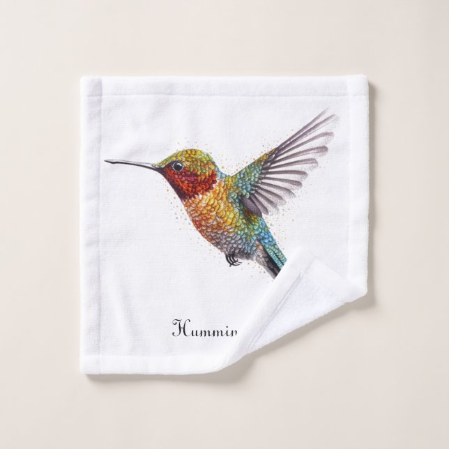 Alas arcoiris: Vibrante Hummingbird Art, personali (Toallita)
