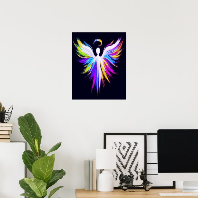 Alas de ángel de arte abstracto con halo (Oficina en casa)