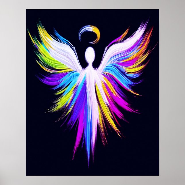 Alas de ángel de arte abstracto con halo (Frente)