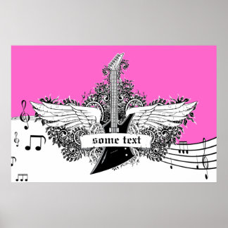 Alas de guitarra eléctrica impresión rosa blanco n