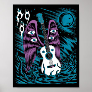 Alas de guitarra vintage arte de fantasía de músic