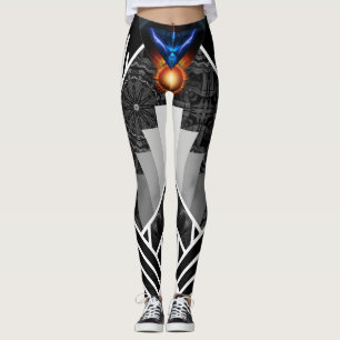Alas De Relámpago Deco Mech Flare AOP Leggings
