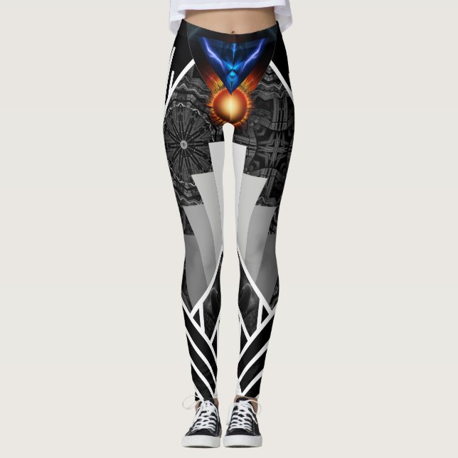 Alas De Relámpago Deco Mech Flare AOP Leggings (Anverso)