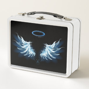 Alas del Ángel Azul brillante sobre fondo negro