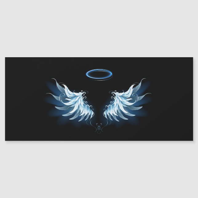 Alas del Ángel Azul brillante sobre fondo negro (Anverso)