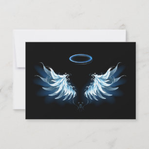 Alas del Ángel Azul brillante sobre fondo negro