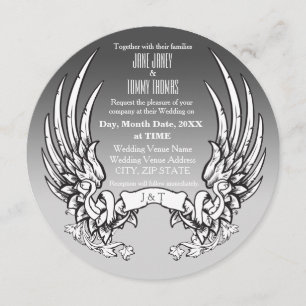 Alas del ángel y invitación de la boda de la