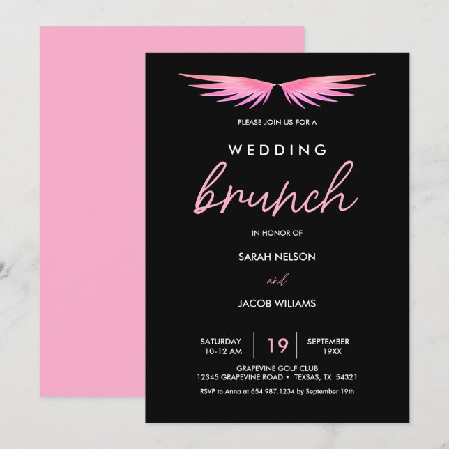 Alas rosadas, invitación a brunch para el negro po (Anverso / Reverso)