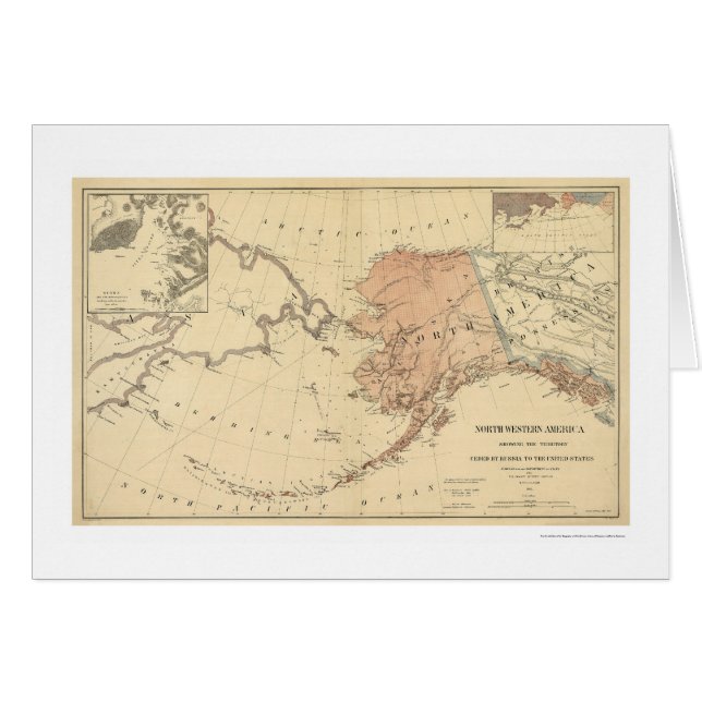 Alaska cedió por el mapa 1867 de Rusia (Anverso (Horizontal))