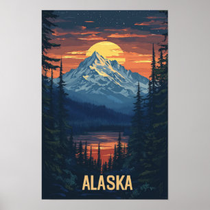 Alaska EE. UU. Arte Vintage Viajes