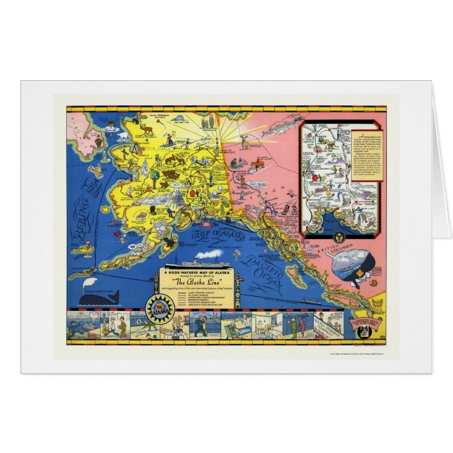 Alaska - línea de buque de vapor mapa 1934 (Anverso (Horizontal))