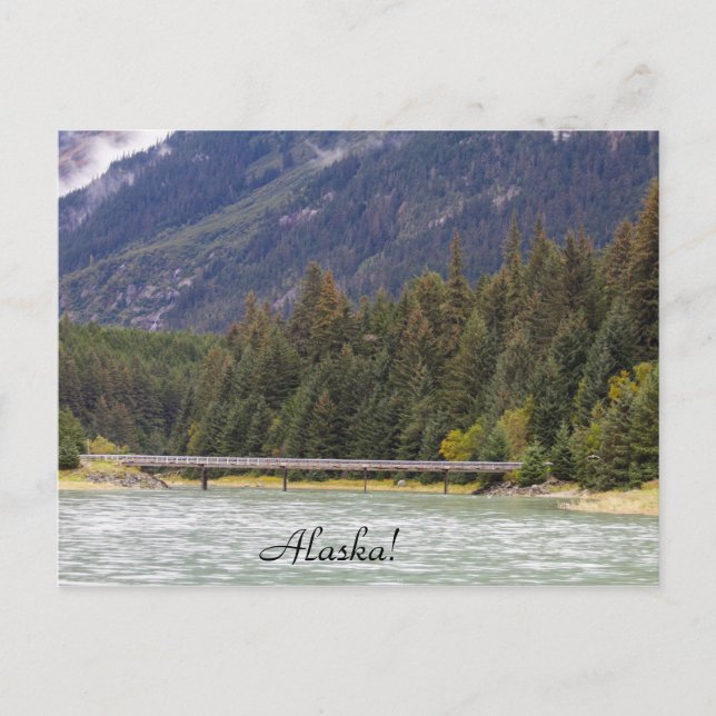 Alaska, silvicultura, montañas, río, postal (Anverso)