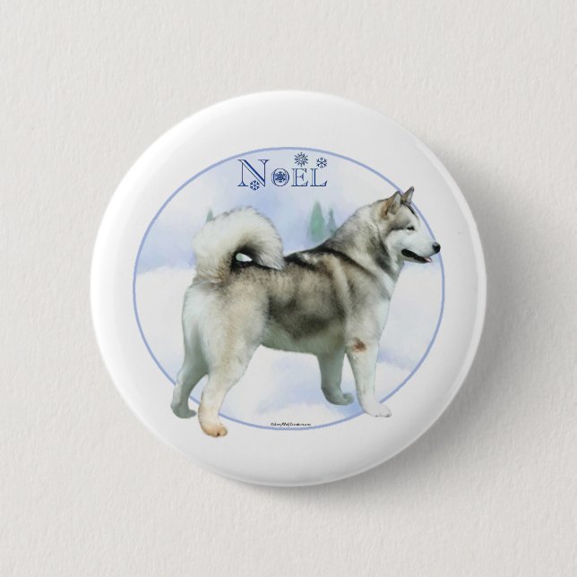 Alaskan Malamute Noel - Botón (Anverso)