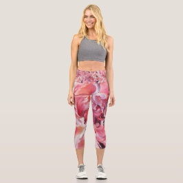 Alaskan Peonies Capri Pants Leggings