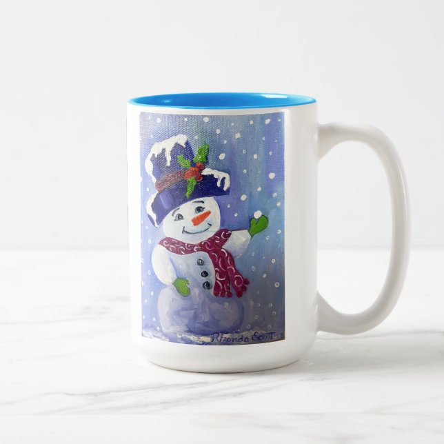 Alaskan Snowman Dos tonos de taza de café de 15oz (Derecha)