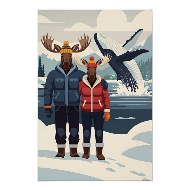 Alaskan whale watching photobomb poster (Anverso)