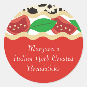 Albahaca de tomate lasaña pegatina de la etiqueta 