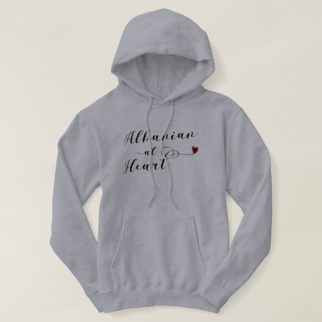 Albanés en la sudadera con capucha del corazón, (Diseño del anverso)