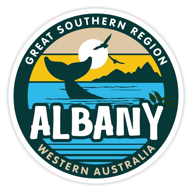 Albany, Pegatina de Australia Occidental (Albany, Western Australia Retro Round Vinyl Sticker)