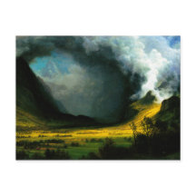 Albert Bierstadt Storm en la postal de las montaña