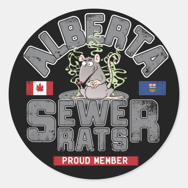 Alberta Sewer Rats Round Pegatina (Anverso)