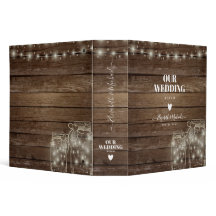 Álbum de bodas de Mason Jar con luces rusticas