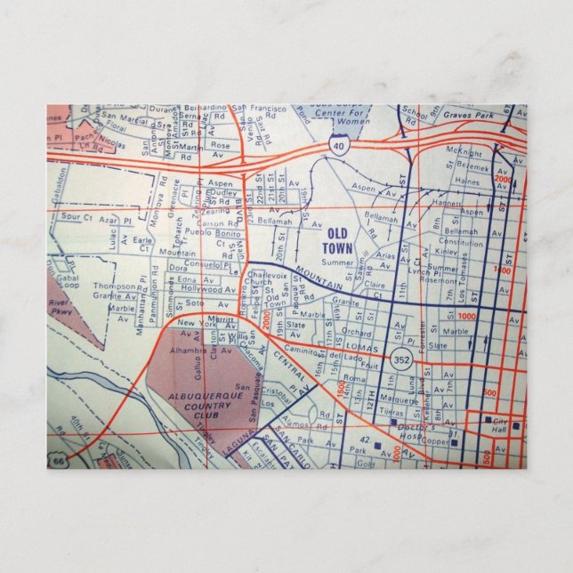 ALBUQUERQUE, postal del Mapa de Vintage de NM (Anverso)