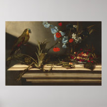 Alcachofas y un loro - Póster de arte fino italian