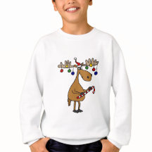 Alces del navidad de la diversión con el bastón y