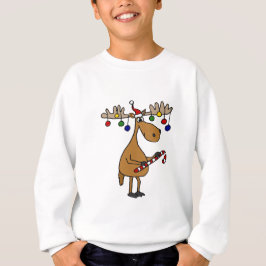 Alces del navidad de la diversión con el bastón y