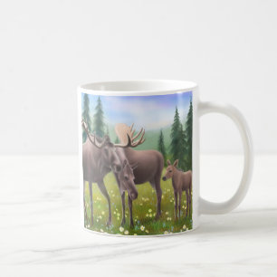 Alces en una taza septentrional del bosque