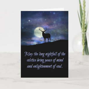 Alces y luna de la tarjeta de las bendiciones del