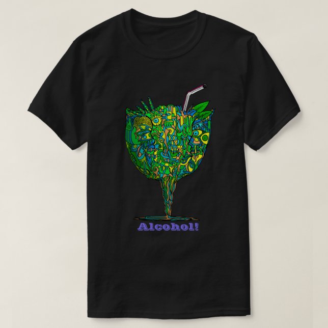 ¡Alcohol de consumición! Camiseta oscura (Diseño del anverso)