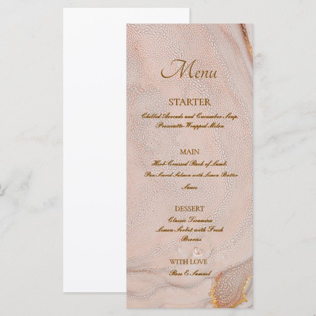 Alcohol Ink Rose Elegant Flat Menu (Anverso / Reverso)