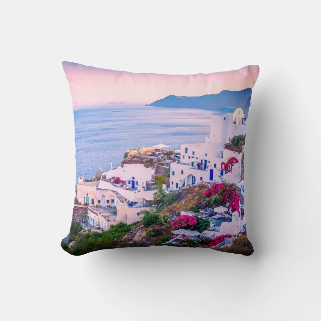 Aldea costera en Grecia Cojín decorativo (Anverso)