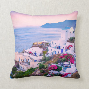 Aldea costera en Grecia Cojín decorativo