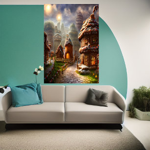 Aldea de Gingerbread en Valhalla Poster de arte