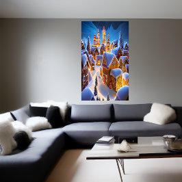 Aldea de los panes en la nieve | Poster de arte de