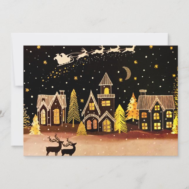 Aldea de Navidad de oro Ciervo Noche de Invierno (Anverso)