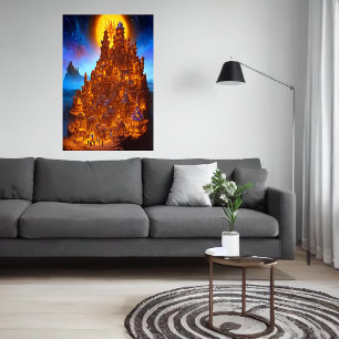 Aldea de pan de jengibre por la noche Arte IA