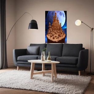Aldea de pan de jengibre y luna   Arte IA