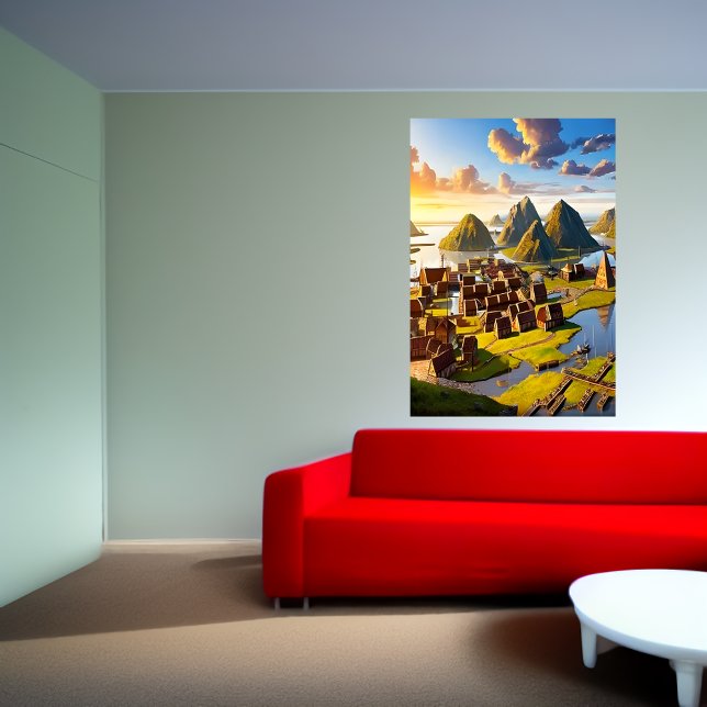 Aldea frente al mar | Poster de arte de IA (Subido por el creador)