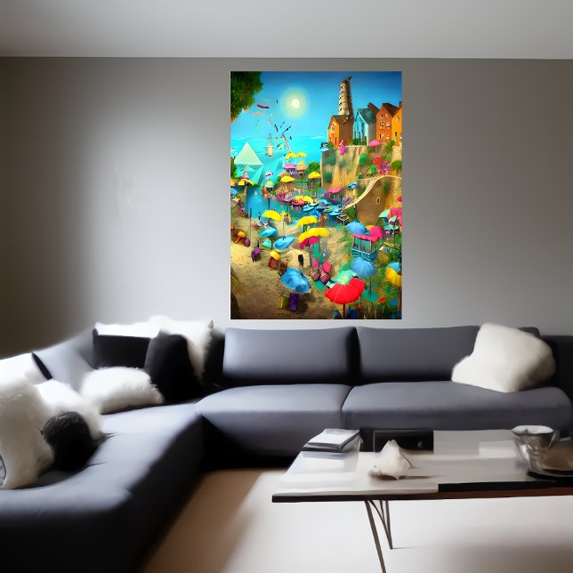 Aldea, playa, océano | Poster de arte de IA (Subido por el creador)