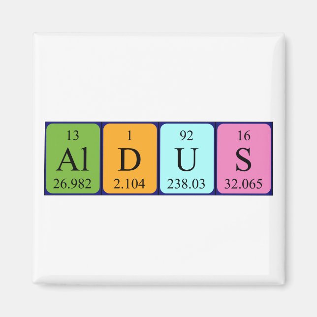 Aldus imán de nombres de tabla periódicos (Frente)