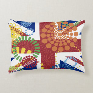 Alegre almohada de la bandera británica de la flor