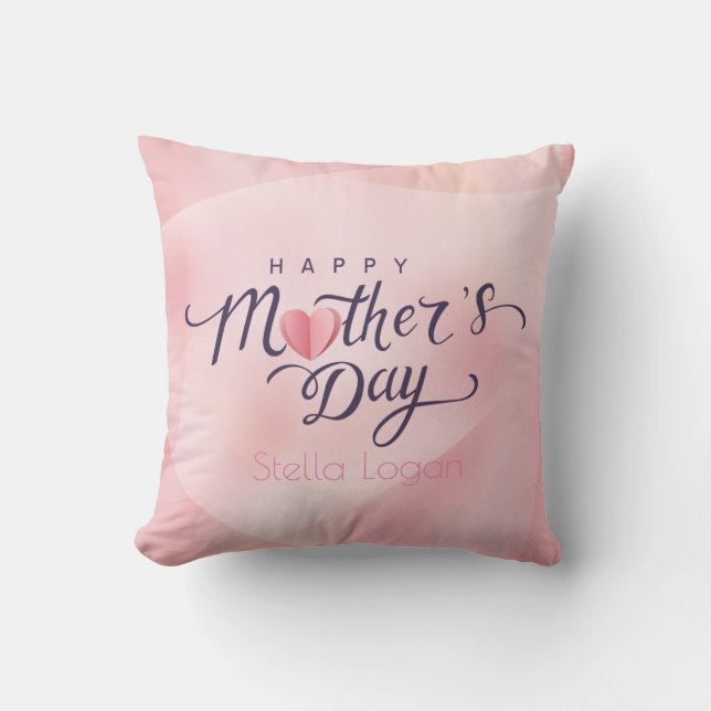 Alegre almohada rosa del Día de la Madre (Anverso)